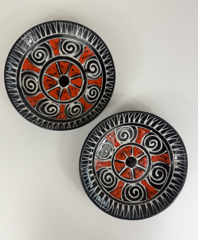 Retro kerámia falitányér pár - Iparművészeti Vállalat