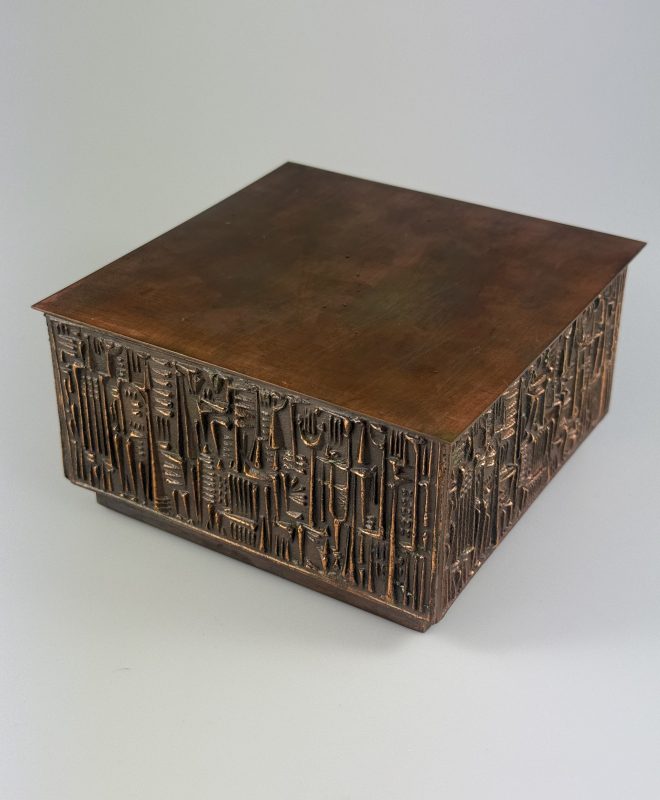Fa betétes réz doboz - Iparművészeti Vállalat