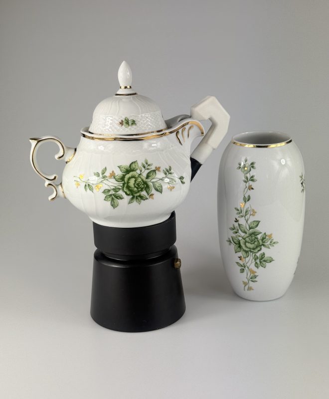 Kávéfőző - Hollóházi porcelán Erika mintás kiöntővel