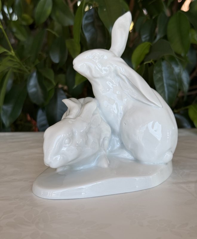 Herendi fehér porcelán nyúl pár