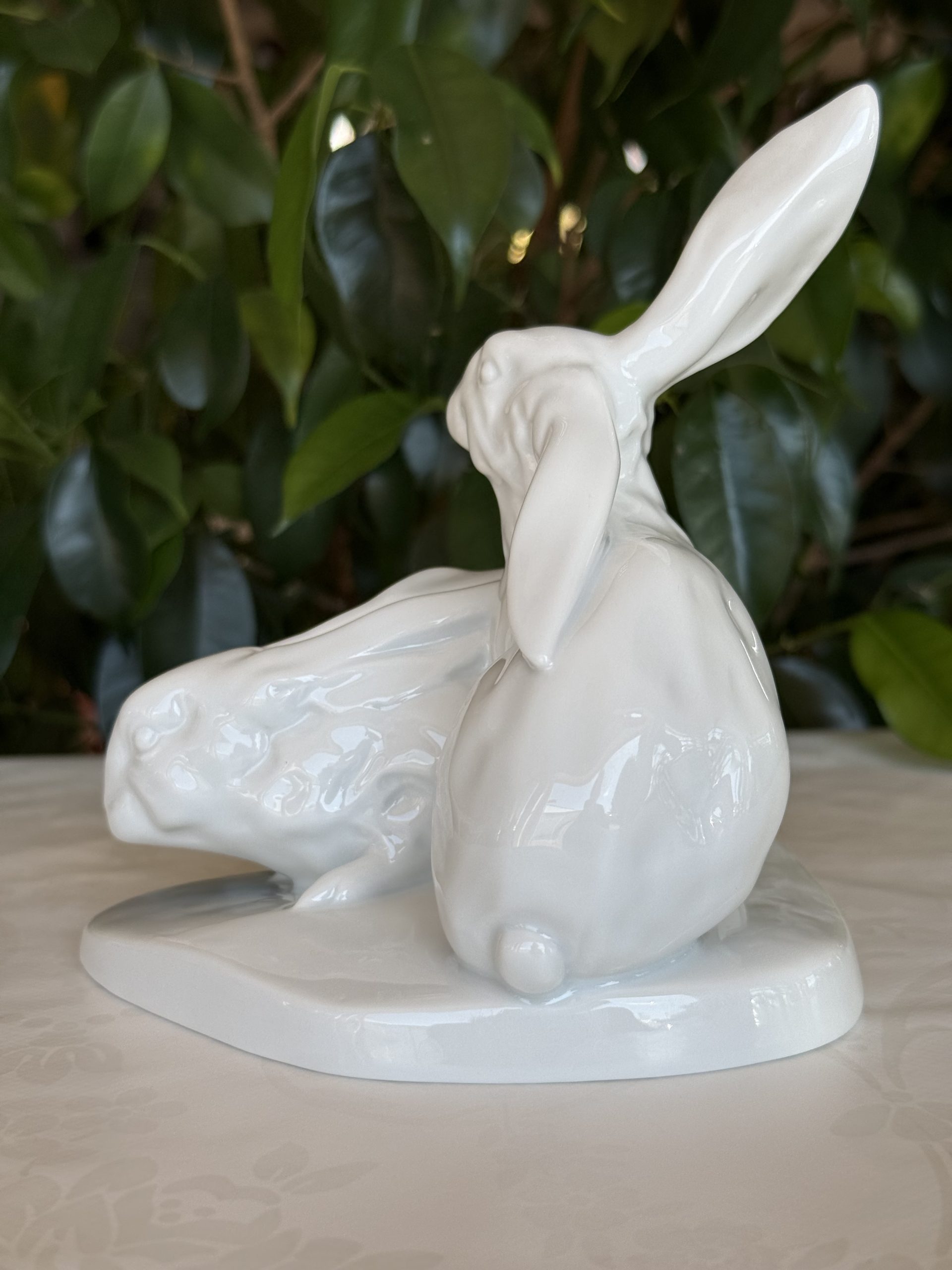Herendi fehér porcelán nyúl pár - Image 2